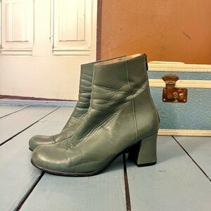 Green Leather Ankle Boots